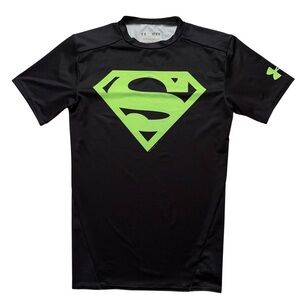 Under Armor Alter Ego Superman Compression T-Shirt Mens Size M DC Comics Black